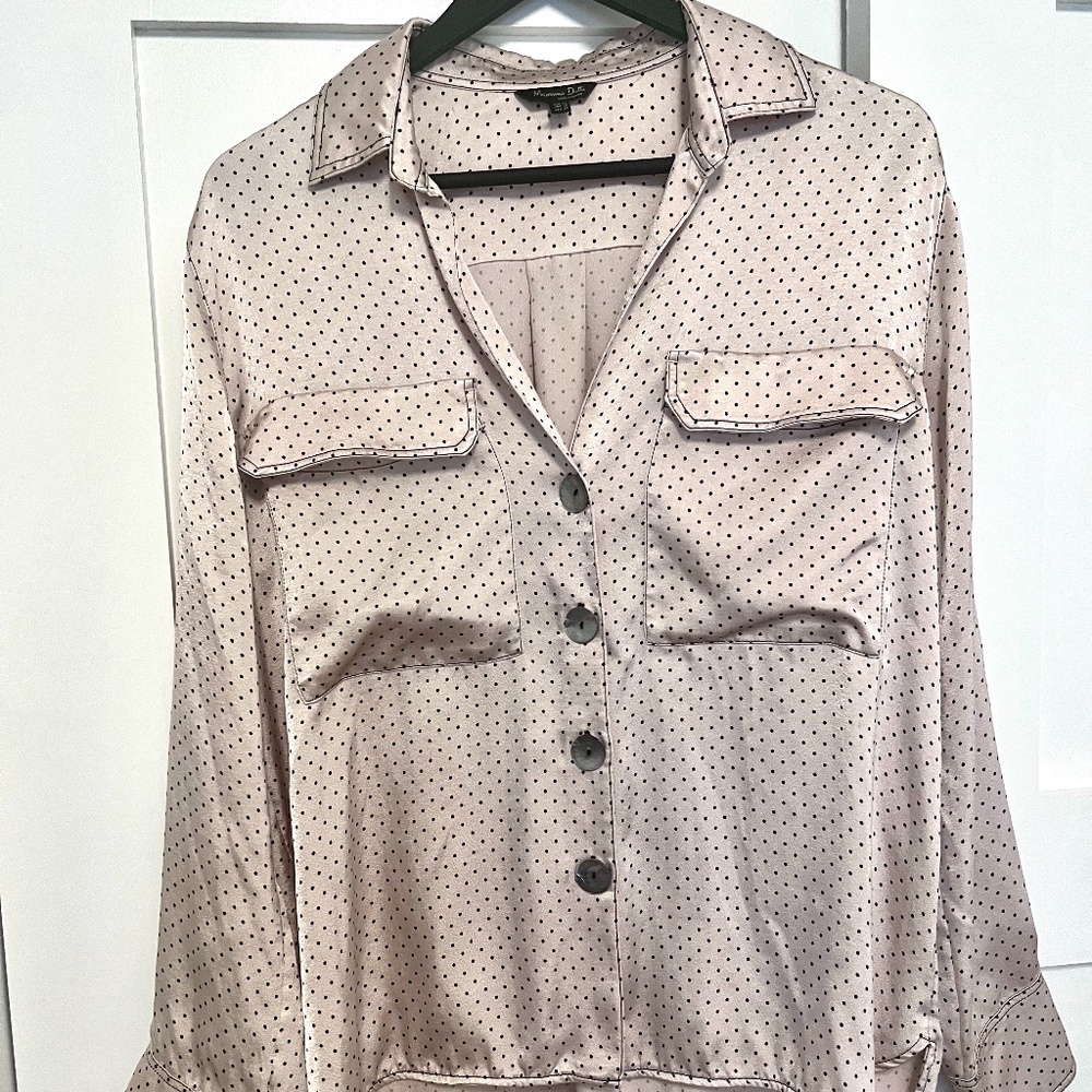 Massimo Dutti Pink Polkadot Blouse
